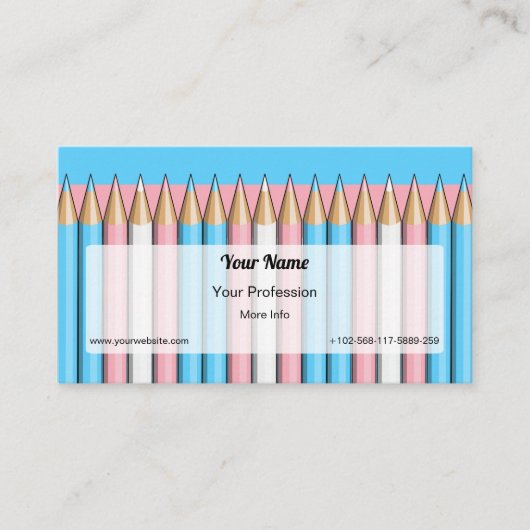 Farbige Stifte auf der transgender-stolze Flagge Visitenkarte (Vorderseite)