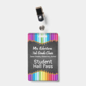 Farbige Stifte Bad / Hall Pass Abzeichen Ausweis (Vorderseite mit Clip)