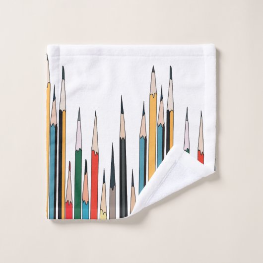 Farbige Stifte Badhandtuch Set (Waschlappen)