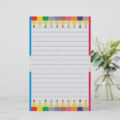 Farbige Stifte Briefpapier (Stehend Vorderseite)