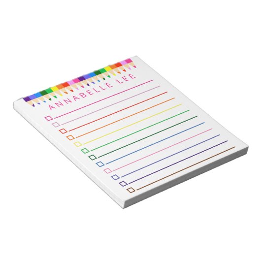 Farbige Stifte für die Personalisierung Notizblock (angewinkelt)