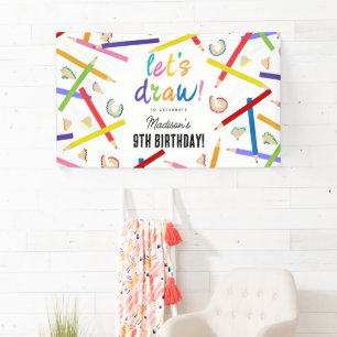 Farbige Stifte Kinder Kunst Geburtstagsparty Banner