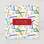 Farbige Stifte Kunstlehrer Nachhilfe Quadratische Visitenkarte (Vorderseite)