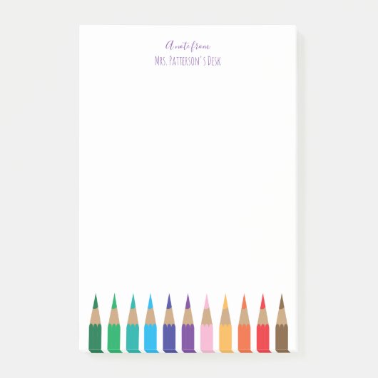 Farbige Stifte Kunstlehrer Personalisierte Hinweis Post-it Klebezettel (Vorderseite)