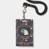 Farbige Stifte Library Hall Pass Abzeichen Ausweis (Vorderseite mit Lanyard)