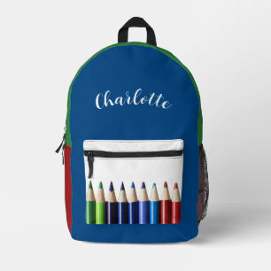 Farbige Stifte mit Namen Bedruckter Rucksack