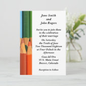 Farbige Stifte Moderne Hochzeit Einladung maßgesch (Stehend Vorderseite)