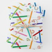 Farbige Stifte Muster Geschenkpapier Set (Beispiel)