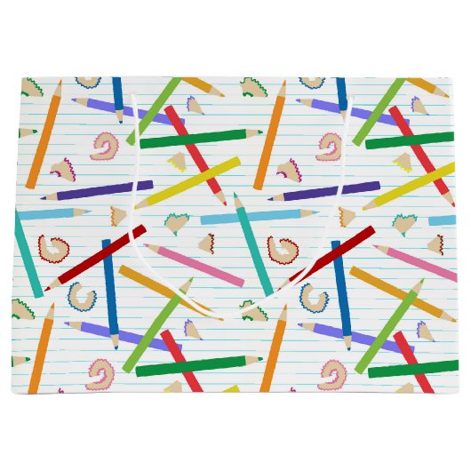 Farbige Stifte Muster Große Geschenktüte (Vorderseite)