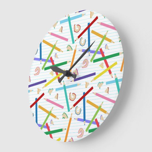 Farbige Stifte Muster Große Wanduhr (Winkel)