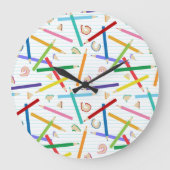Farbige Stifte Muster Große Wanduhr (Vorderseite)