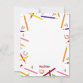 Farbige Stifte Muster Kids Individuelle Name Mitteilungskarte (Vorderseite)