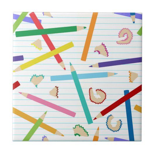 Farbige Stifte Muster Kinder Fliese (Vorderseite)