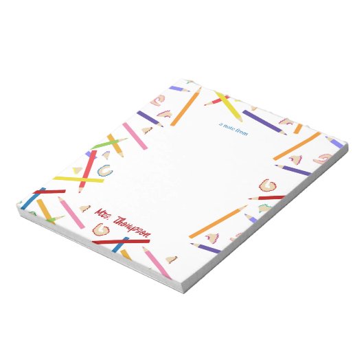 Farbige Stifte Muster Lehrer Wertgutschrift Gesche Notizblock (Rotiert)