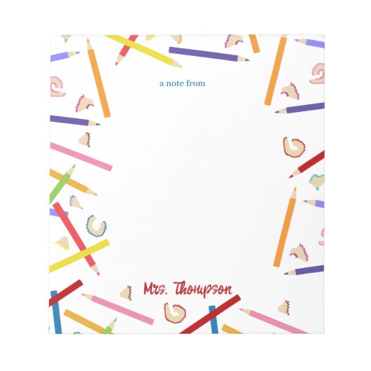 Farbige Stifte Muster Lehrer Wertgutschrift Gesche Notizblock (Vorderseite)