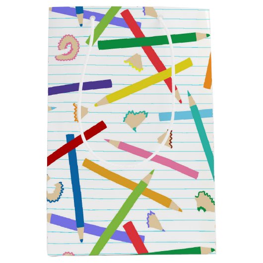 Farbige Stifte Muster Mittlere Geschenktüte (Vorderseite)