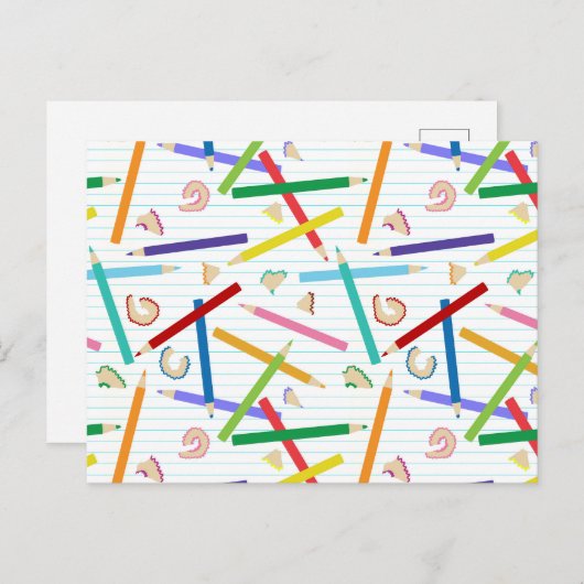 Farbige Stifte Muster Postkarte (Vorne/Hinten)