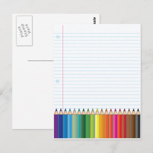 Farbige Stifte Postkarte (Vorne/Hinten)