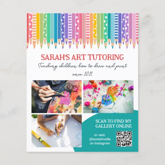 Farbige Stifte Sterne Kunst Klassen Tutor Flyer (Hinten)