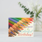 Farbige Stifte zum Geburtstag Postkarte (Stehend Vorderseite)
