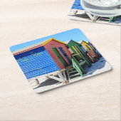 Farbige Strand-Hütten Rechteckiger Pappuntersetzer (angewinkelt)