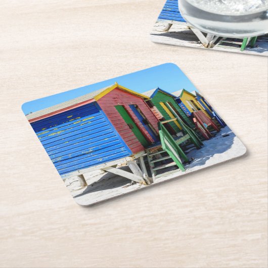 Farbige Strand-Hütten Rechteckiger Pappuntersetzer (angewinkelt)