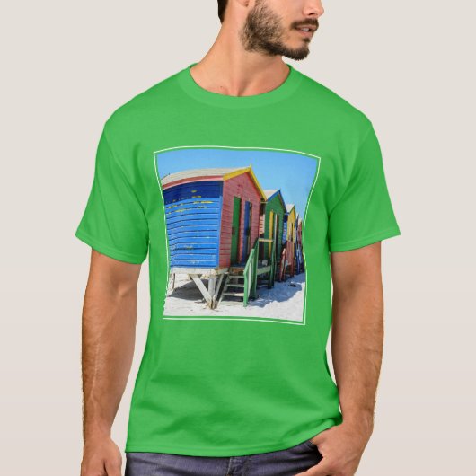 Farbige Strand-Hütten T-Shirt (Vorderseite)