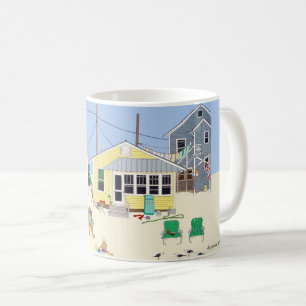 Farbige Strandhäuschen im Vintage-Stil Kaffeetasse