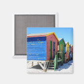 Farbige Strandhütten Magnet (Vorderseite/Rückseite)