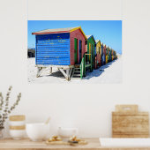 Farbige Strandhütten Poster (Küche)
