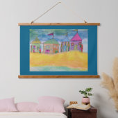 Farbige Strandhütten Wandteppich Mit Holzrahmen (Schlafzimmer)