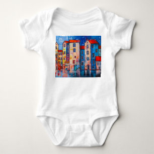 Farbige Straßenpanorama-Impressionistenkunst Baby Strampler