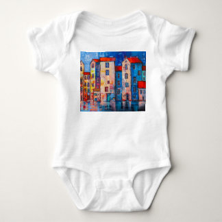 Farbige Straßenpanorama-Impressionistenkunst Baby Strampler