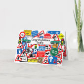 Farbige Straßenschilder, die die Glückwünsche für Karte (Vorderseite)