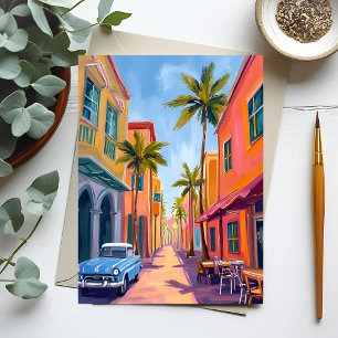 Farbige Straßenszene in Miami Beach Postkarte