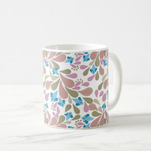 Farbige Sträuße aus Retro-Blumen auf Weiß Kaffeetasse