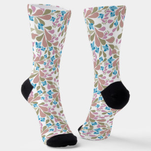 Farbige Sträuße aus Retro-Blumen auf Weiß Socken