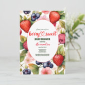 Farbige Strawberry-Babydusche Einladung (Stehend Vorderseite)