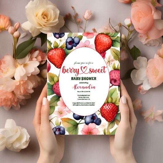 Farbige Strawberry-Babydusche Einladung