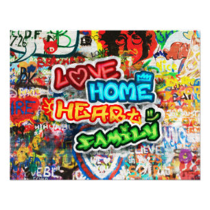 Farbige Streetart-Graffiti-Liebesheim-Herz Fotodruck