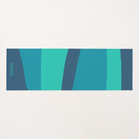 Farbige Streifen Aquamarin türkisfarbene blaue Str Yogamatte (Vorderseite (Horizontal))