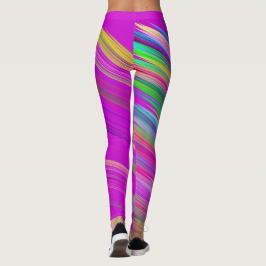 Farbige Streifen auf fuchsischem Hintergrund, mode Leggings (Rückseite)