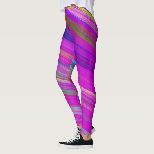 Farbige Streifen auf fuchsischem Hintergrund, mode Leggings (Links)