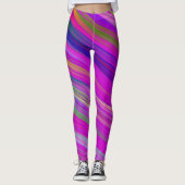 Farbige Streifen auf fuchsischem Hintergrund, mode Leggings (Vorderseite)