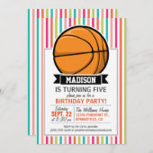 Farbige Streifen; Basketball Einladung (Vorne/Hinten)