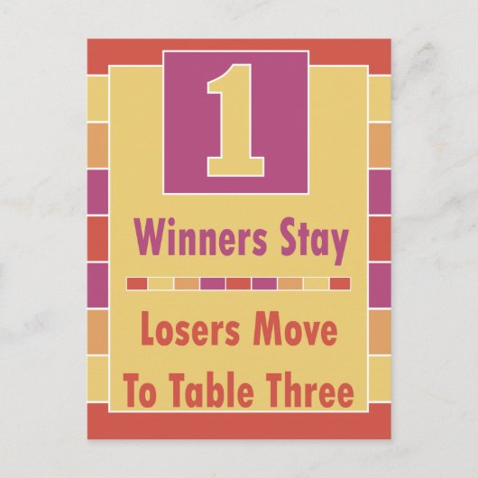 Farbige Streifen Bunco Table Card #1 Postkarte (Vorderseite)