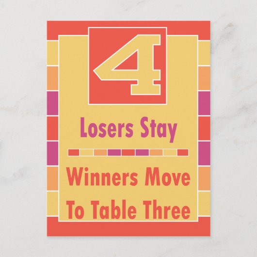 Farbige Streifen Bunco Table Card #4 bis 3 Postkarte (Vorderseite)