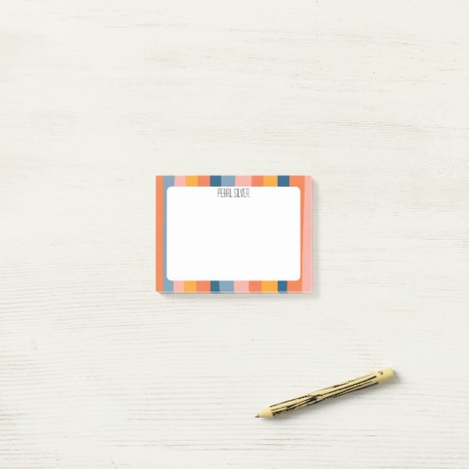Farbige Streifen CUSTOM Chic Monogramm Personalisi Post-it Klebezettel (Auf Schreibtisch)