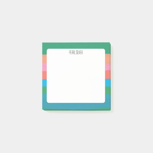 Farbige Streifen CUSTOM Chic Monogramm Personalisi Post-it Klebezettel (Vorderseite)