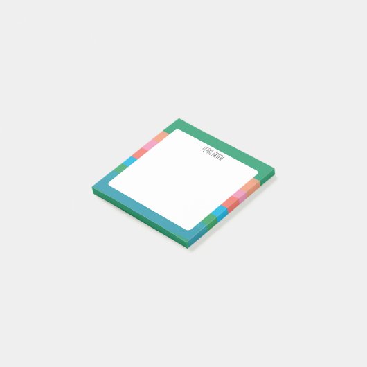 Farbige Streifen CUSTOM Chic Monogramm Personalisi Post-it Klebezettel (angewinkelt)